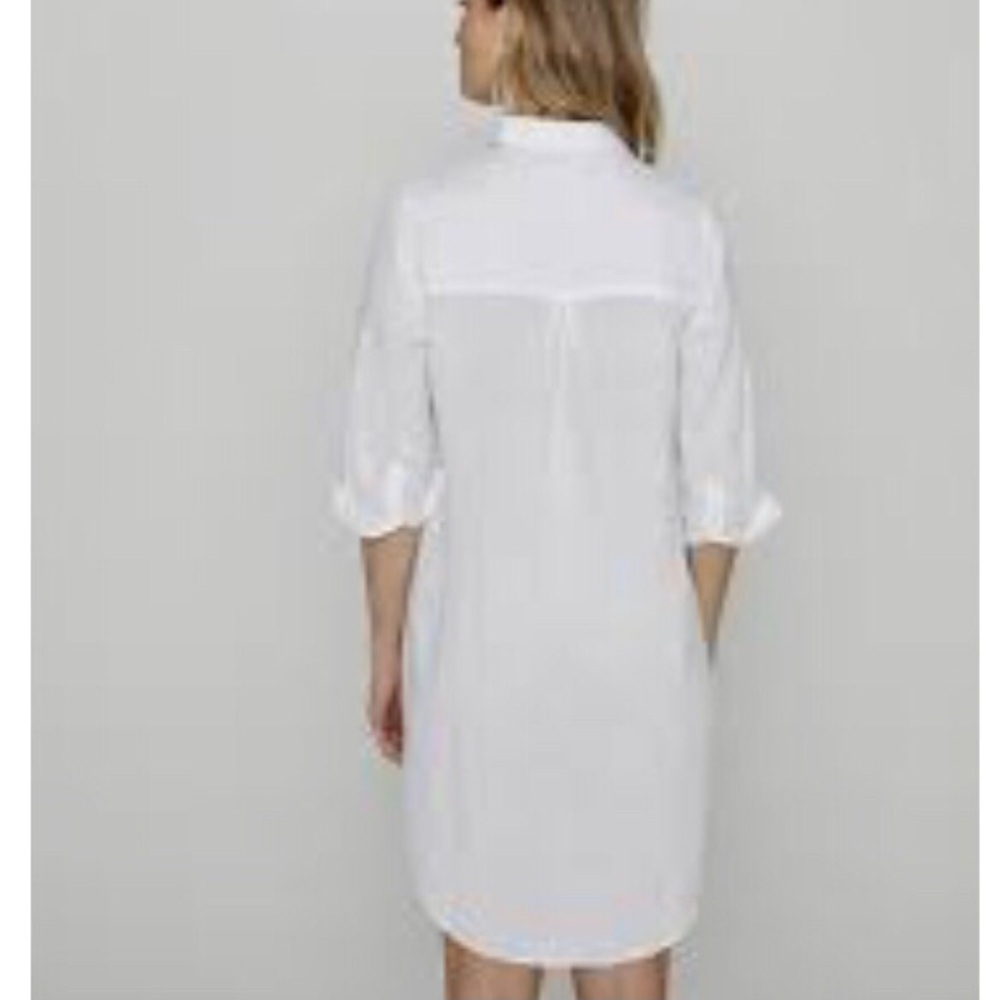 Part Two Copenhagen White Linen Halila Dress Rolled Up Sleeve Size 12 UK